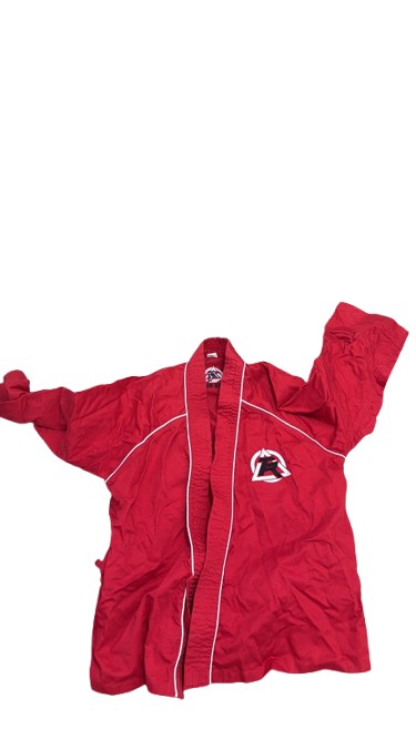 Red Martial Arts Gi Top with MMA Sparring Gloves